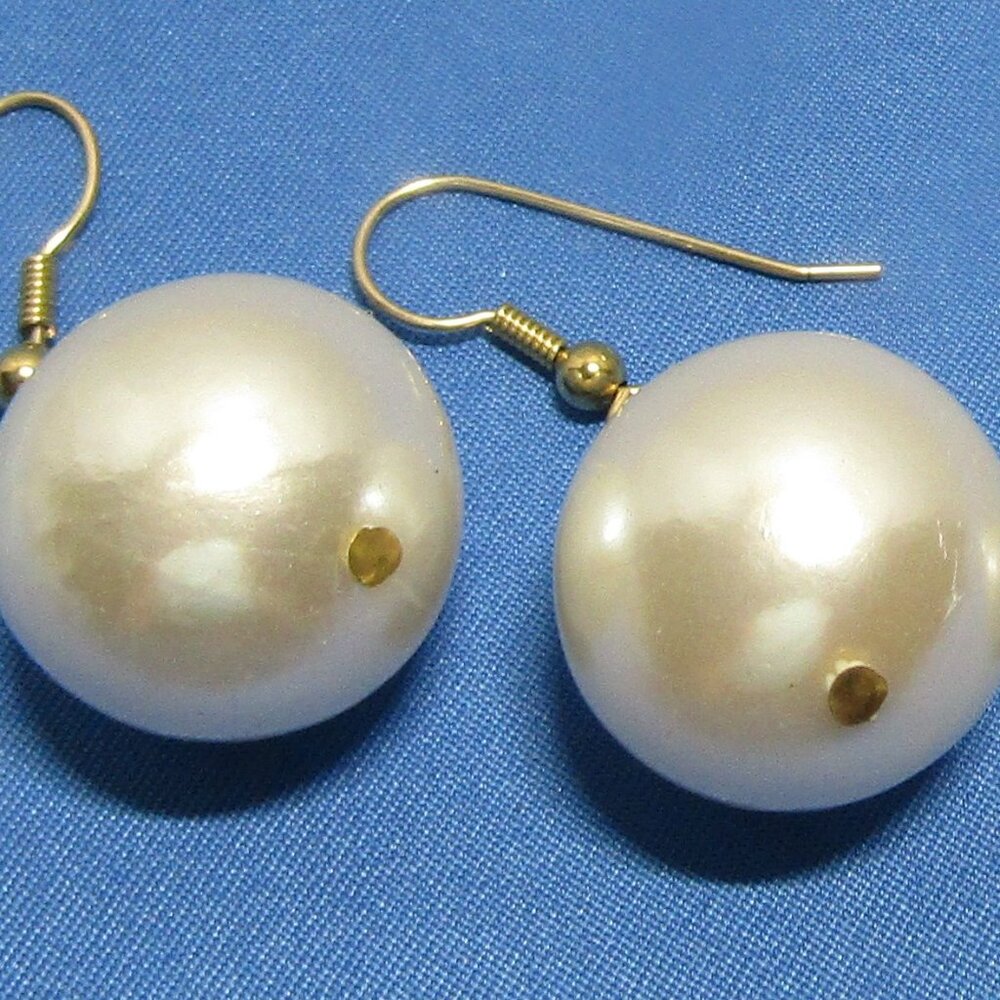 vintage pierced earrings 2 pair faux pearl drop style EUC